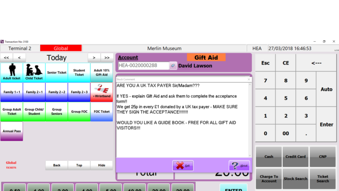 Merlinsoft screenshot - Gift Aid Transaction
